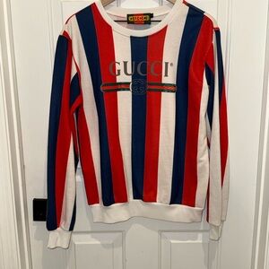 Gucci x Dapper Dan Red and Blue Striped Men's slim Sweatshirt pullover